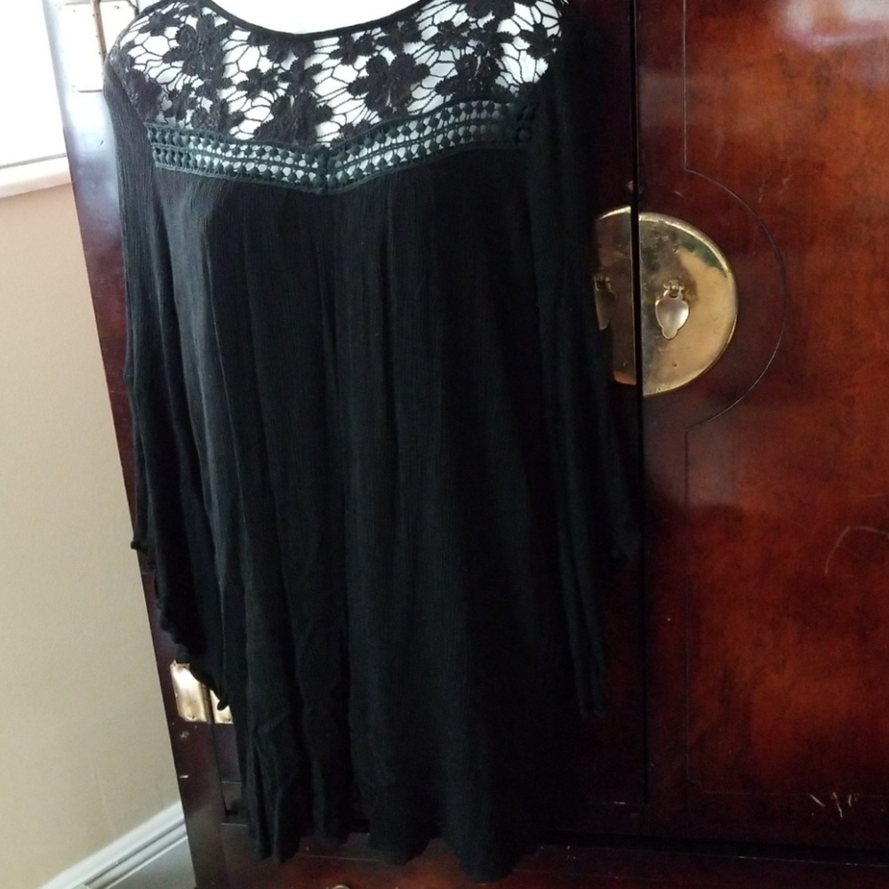 black crochet top dress, size large